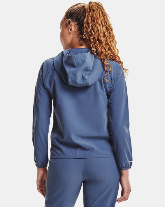 Women's UA Woven Branded Full Zip Hoodie in Blue image number 1